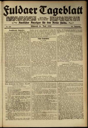 Ausgabe vom Mittwoch, den 16. Juni 1920.
