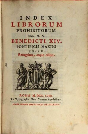 Index Librorum prohibitorum : iussu Benedicti XIV. editus