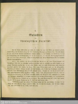II. Gutachten der theologischen Facultät