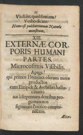 XIII. Externae Corporis Humani Partes.
