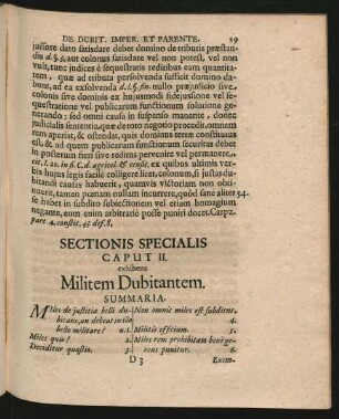 Caput II. exhibens Militem Dubitantem.