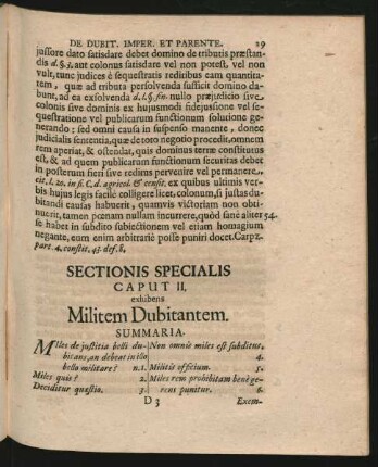 Caput II. exhibens Militem Dubitantem.