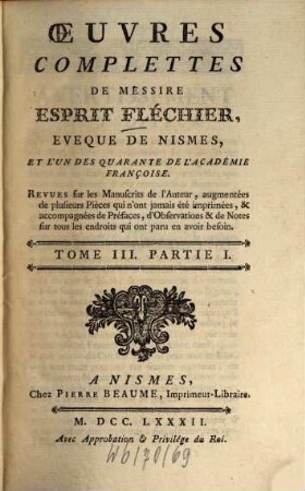 Oeuvres complettes, 5 = T. 3, P. 1, Les panégyriques. - 1782. - 471 S.