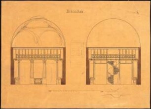 Wohnhaus Wilhelmstraße 70 (Villa Strousberg), Berlin Umbau: Bibliothek: 2 Schnitte und Wandansichten