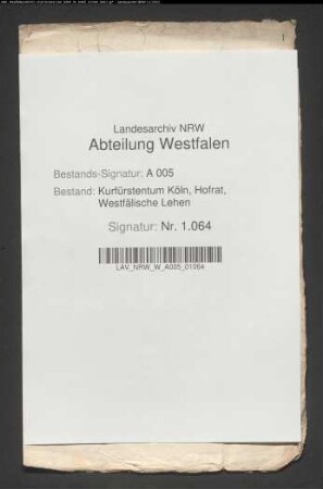 Rvers des Johann von Eppe zu Goddelsheim und des Bartolt Munders als Bevollmächtigter des Franz Caspar von Dalwigk über die Belehnung mit den Zehnten zu Hallenberg und Medelon