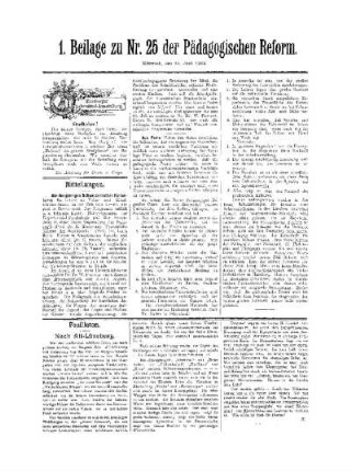 Feuilleton : Nach Alt - Lüneburg ; 1. Beilage zu Nr. 25 der Pädagogischen Reform