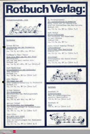 Programmvorschau Rotbuch Frühjahr 1974