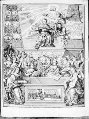 Allegorie auf die Reformation und ihre wichtigsten Förderer - Albumblatt zum 200. Jahrestag der Augsburger Konfession