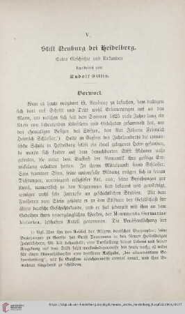 5: Stift Neuburg bei Heidelberg : seine Geschichte und Urkunden