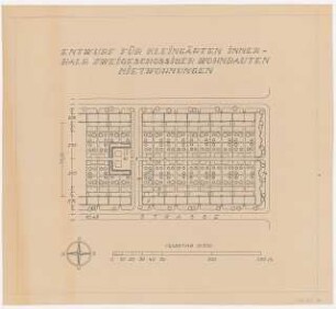 Druckvorlagen: Gärten an zweigeschossigen Wohnbauten: Grundriss 1:500