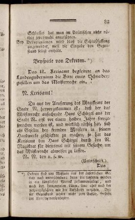 Beyspiele von Dekreten