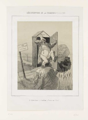 Réouverture de la chambre, aus: "Politik zum Lachen", Brüssel 1859