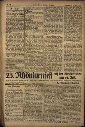 Zweite Ausgabe vom Samstag, den 13. Juli 1929.