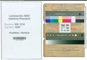 Entnazifizierung Heinrich Huelsken , geb. 15.03.1893 (Steuersekretaer)
