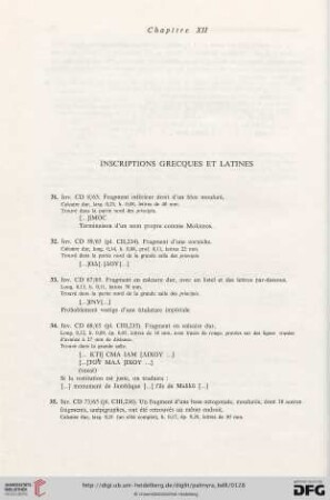 Chapitre XII: Inscriptions grecques et latines