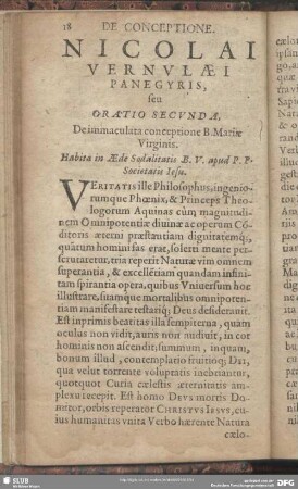 Oratio Secunda. De immaculata conceptione B. Mariae Virginis