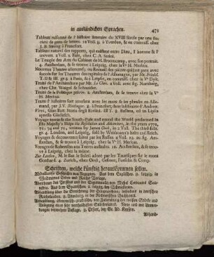 Schriften, welche künftig herauskommen sollen.