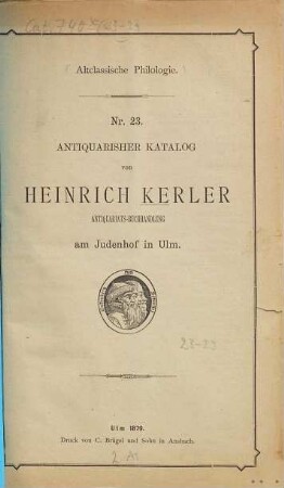 Antiquarischer Katalog von Heinrich Kerler. 23
