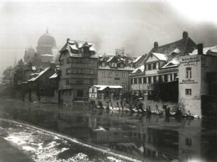 Nürnberg, Häuser am Ufer der Pegnitz : Nürnberg. Häuser am rechten Ufer der Pegnitz gegen Synagoge. Winteraufnahme
