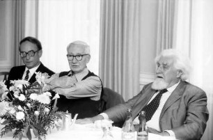 31. Tagung 1981 (29.6.-3.7.) Mediziner; Pressekonferenz: H. Breuer, Nikolaas Tinbergen, Konrad Lorenz