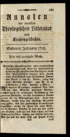 Fünf und zwanzigste Woche