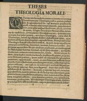 Theses Ex Theologia Morali. I. - VII.