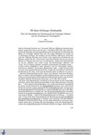 150 Jahre Freiburger Domkapelle. Über die Geschichte der Kirchenmusik am Freiburger Münster und die Gründung der Domkapelle.