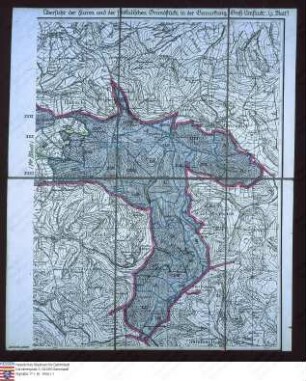 Übersichtskarte der Fluren und der fiskalischen Grundstücke in der Gemarkung Groß-Umstadt, Blatt 1, westlicher Teil, Blatt 2, östlicher Teil
