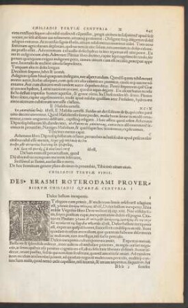 Des. Erasmi Roterodami Proverbiorum Chiliadis Quartae Centuria I