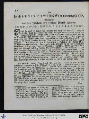 Des heiligen Abts Pirminius Ermahnungsrede, meistentheils aus den Büchern der heiligen Schrift gezogen.