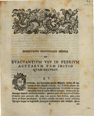 Dissertatio inauguralis de evacuantium usu in febrium acutarum tam initio quam decursu