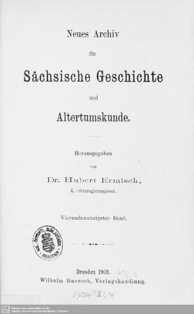 24.1903: Neues Archiv für sächsische Geschichte