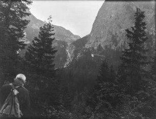 Im Gebirge : Ein Mann im Wald mit Blick auf ein Gebirge