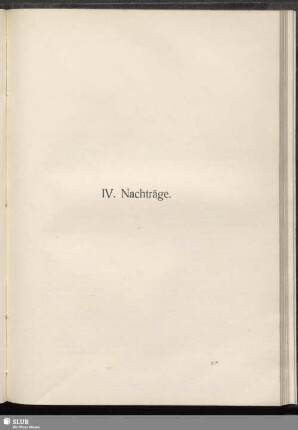 IV. Nachträge