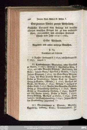 Erster Abschnitt. Regenten und andre wichtige Menschen.