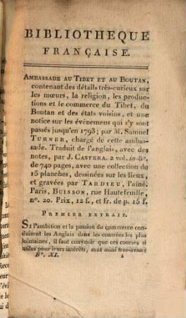 Bibliothèque française : ouvrage périodique. 1. 1801, 11 = März