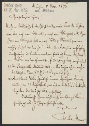 Brief an Friedrich Wilhelm Jähns : 08.11.1876