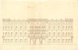 Gärtner, Friedrich von; München; Wittelsbacherpalast - Aufriss