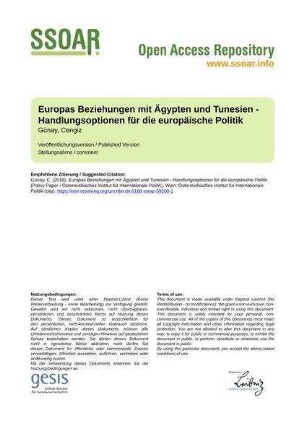 Europas Beziehungen mit Ägypten und Tunesien - Handlungsoptionen für die europäische Politik
