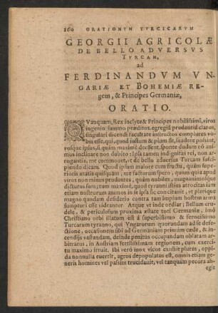 Georgii Agricolae ... ad Ferdinandum Ungariae et Bohemiae Regem, & Principes Germaniae, Oratio.