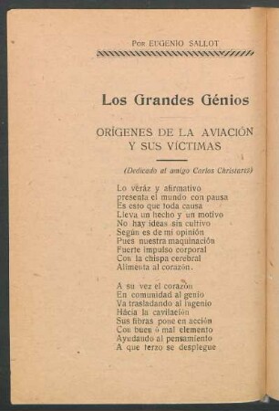 Los grandes génios : Orígines de la aviación y sus víctimas. (Dedicado al amigo Cárlos Christares)