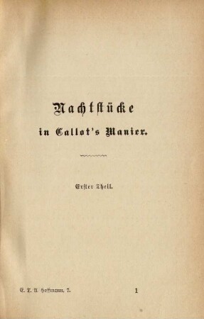 Nachtstücke in Callot's Manier. Erster Theil.