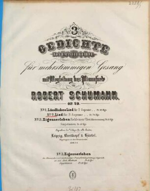 3 Gedichte : von Emanuel Geibel ; für mehrstg. Gesang mit Begl. d. Pianoforte ; op. 29, 2. Lied für 3 Soprane