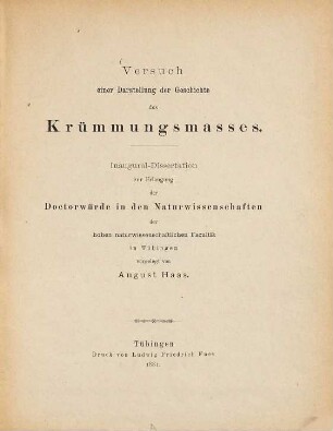 Versuch einer Darstellung der Geschichte des Krümmungsmasses : Inaug.-Diss.