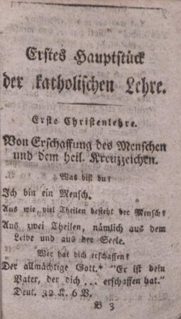 Erstes Hauptstück der katholischen Lehre.