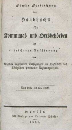 Fortsetzung, 5: Von 1837 bis ult. 1840