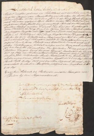 Robert von Douglas (1611 - 1662) Autographen: Brief von Robert von Douglas an Unbekannt - BSB Autogr.Cim. Douglas, Robert von