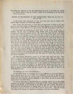Report of the Observatory Syndicate. 1875/76