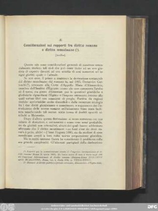III. Considerazioni sui rapporti fra diritto romano e diritto musulmano.