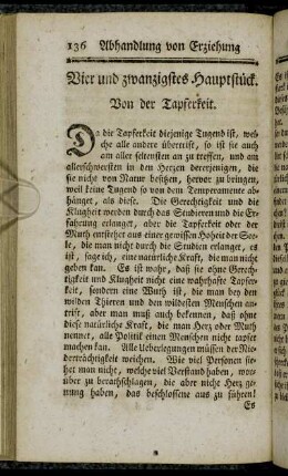 Vier und zwanzigstes Hauptstück. Von der Tapferkeit.